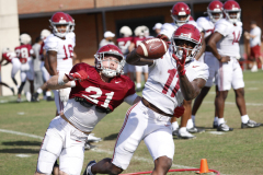 Alabama wide receiver Traeshon Holden (11) makes a catch during Practice at Thomas-Drew Practice Fields in Tuscaloosa, AL on Tuesday, Apr 18, 2023.