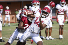 Alabama wide receiver Thaiu Jones-Bell (14) makes a catch during Practice at Thomas-Drew Practice Fields in Tuscaloosa, AL on Tuesday, Apr 18, 2023.