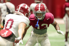 Alabama defensive back Malachi Moore (13) defending during practice at Thomas-Drew Practice Fields in Tuscaloosa, AL on Tuesday, Nov 15, 2022.