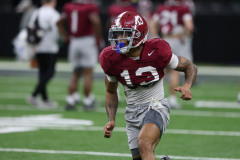 Alabama defensive back Malachi Moore (13) runs drills during Sugar Bowl practice at Caesars Superdome in New Orleans, LA on Wednesday, Dec 28, 2022.