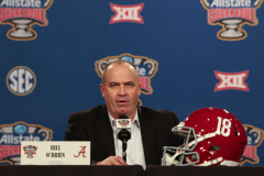 Alabama Offensive Coordinator / Quarterbacks Coach Bill O'Brien speaks during aa press conference during Sugar Bowl practice at Caesars Superdome in New Orleans, LA on Wednesday, Dec 28, 2022.