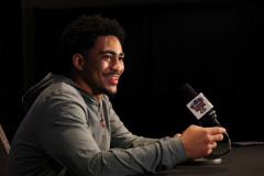 Alabama quarterback Bryce Young (9) speaks during aa press conference during Sugar Bowl practice at Caesars Superdome in New Orleans, LA on Wednesday, Dec 28, 2022.