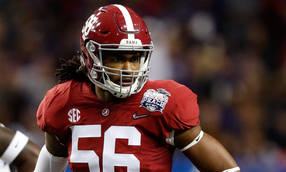 Alabama LB Tim Williams (#56) on the field during 2016 CFP Semifinal matchup against Washington