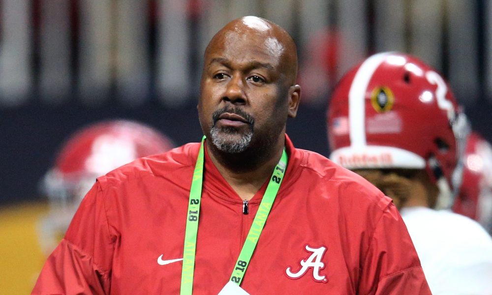 Michael Locksley, Alabama OC, on the sideline before 2018 CFP National Championship Game