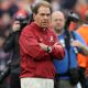 Nick Saban coaching Alabama during Iron Bowl