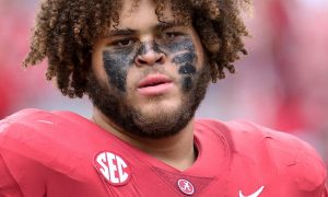 Jedrick Wills with helmet off