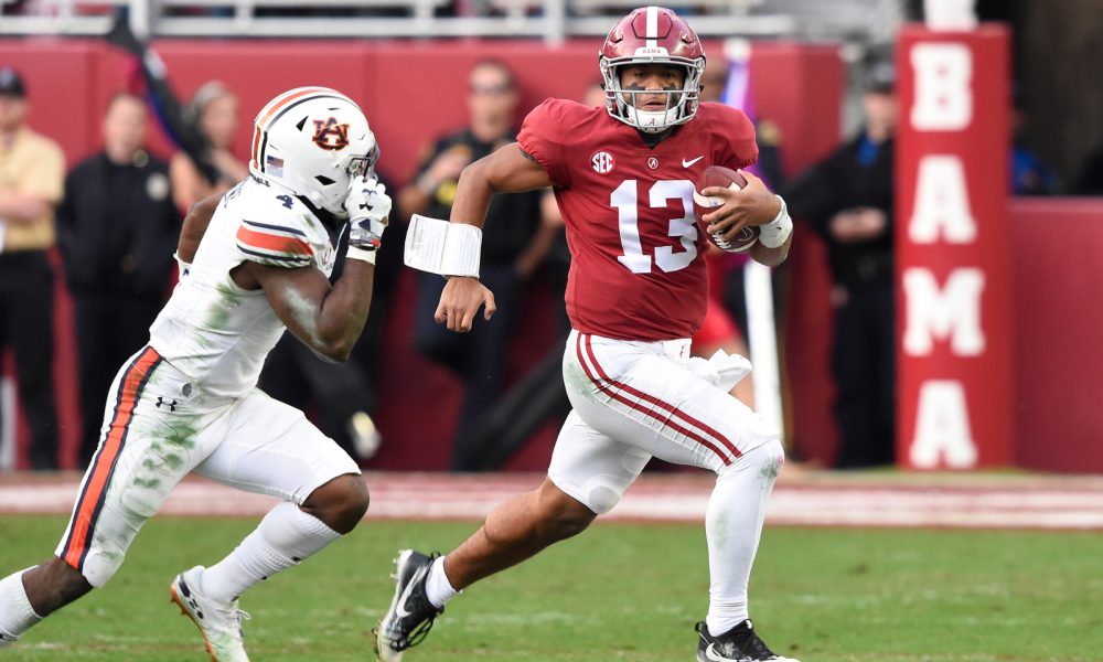 Tua running against Auburn