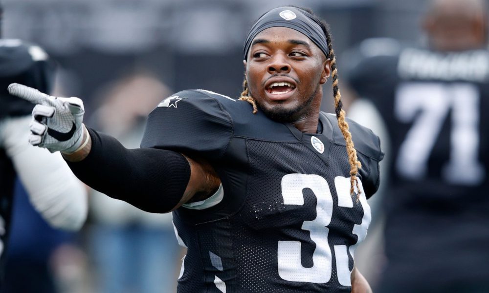 Trent Richardson celebrates a play with Birmingham Iron in 2019 for AAF League