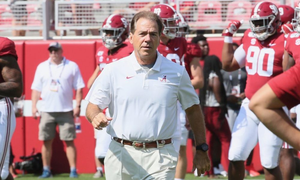 Nick Saban walking