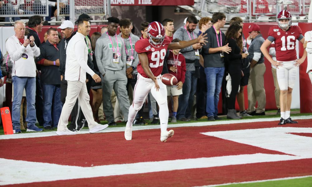 Ty Perine going through warmup punts before Tennessee game in 2019
