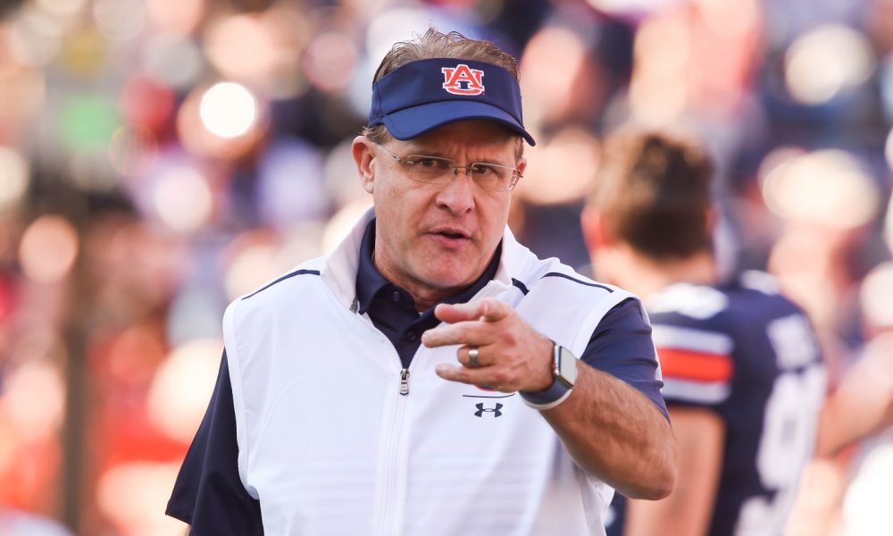 Gus Malzahn of Auburn pointing during 2019 Iron Bowl