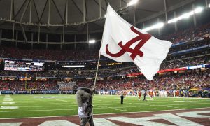 Alabama flag waving inside Georgia Dome for 2016 SEC title game