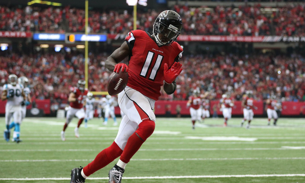 Julio Jones scores a touchdown for Atlanta Falcons versus Carolina Panthers during 2020 season