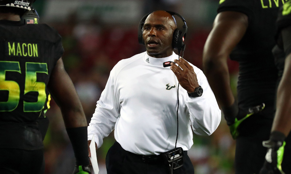 Charle Strong on the sideline during 2019 season at South Florida