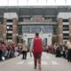 Fans outside Bryant-Denny Stadium waiting for Alabama football players during 2020 season
