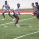 5-Star linebacler Jeremiah Alexander plays defese at practice