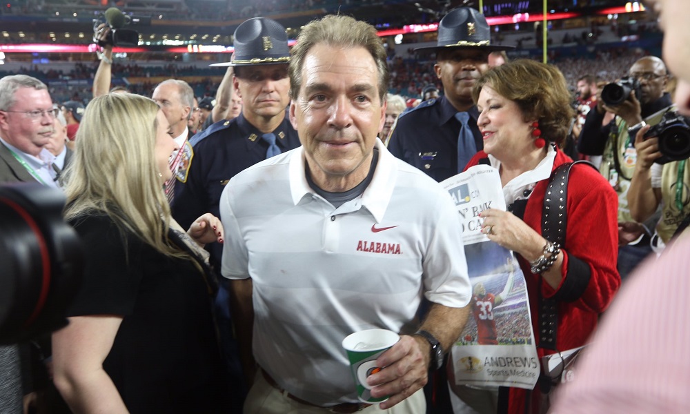 Nick Saban smiling