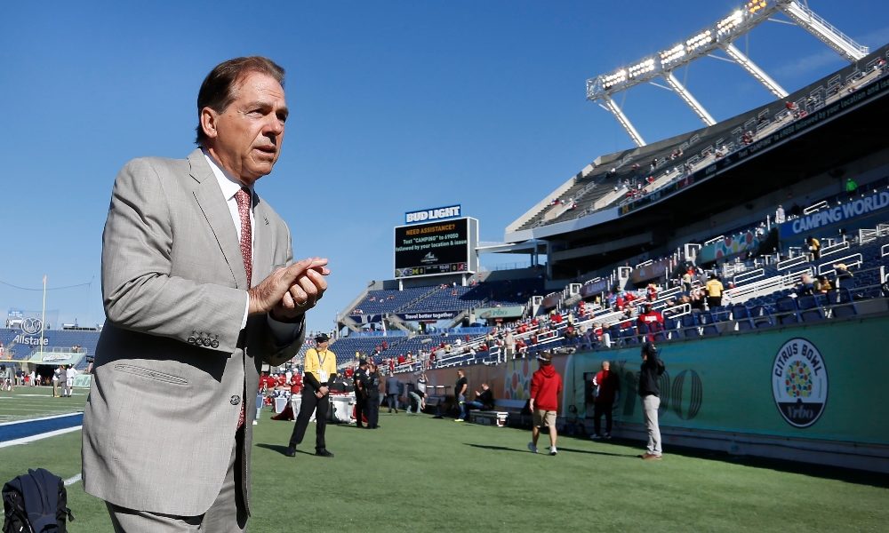 Nick Saban walks to sideline before Citrus Bowl