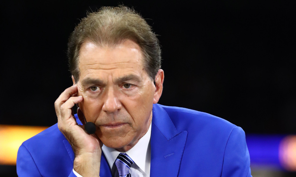 Nick Saban looking frustrated at 2020 CFP National Championship Game