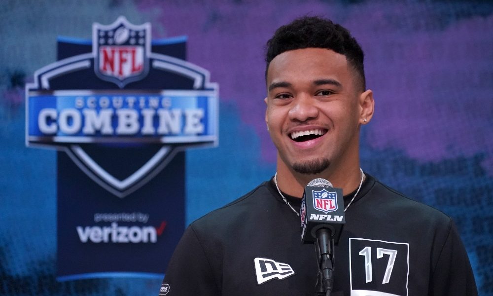 Tua Tagovailoa smiles during NFL Combine Interview