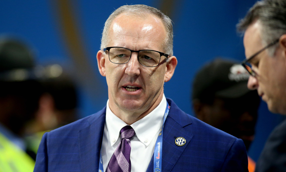 SEC Commissioner Greg Sankey at the 2020 CFP semifinal (Peach Bowl) matchup between LSU and Oklahoma