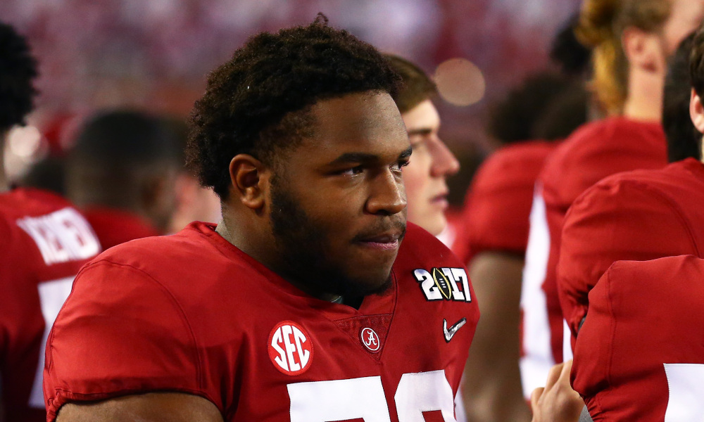 Chris Owens looks on from Alabama sideline in 2017 CFP National Championship against Clemson