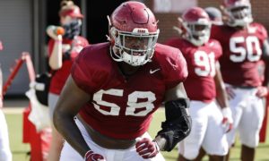 Christian Barmore at Alabama Football Fall Camp Day 5