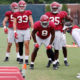 Christian Harris about to work through some bags at Alabama fall camp