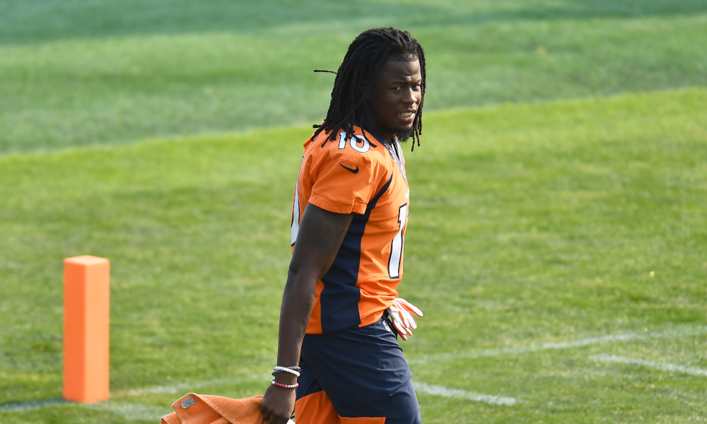 Jerry Jeudy takes the field for training camp with the Denver Broncos for his rookie season