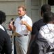 Nick Saban speaks following the teams march against racial injustice