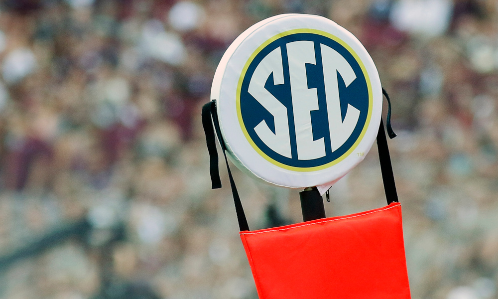A look at the SEC logo on the down marker in 2016 during Texas A&M's matchup versus UCLA