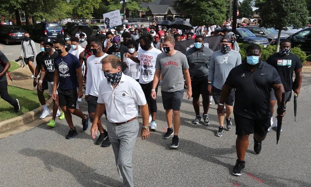 Nick Saban leads march to raise awareness on racial injustice