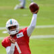 Tua Tagovailoa throws the ball at Miami Dolphins' 2020 training camp