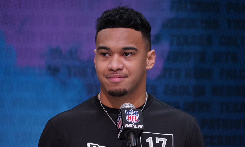 Tua Tagovailoa answering questions at 2020 NFL Scouting Combine