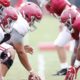 Alabama offensive line at Alabama fall camp on 9/16