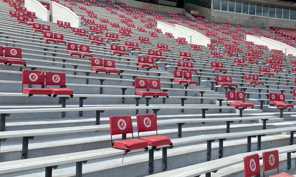 New chair back social distanced seating in Bryant-Denny Stadiun