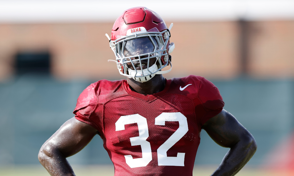 Dylan Moses looks on at Alabama's 200 fall camp