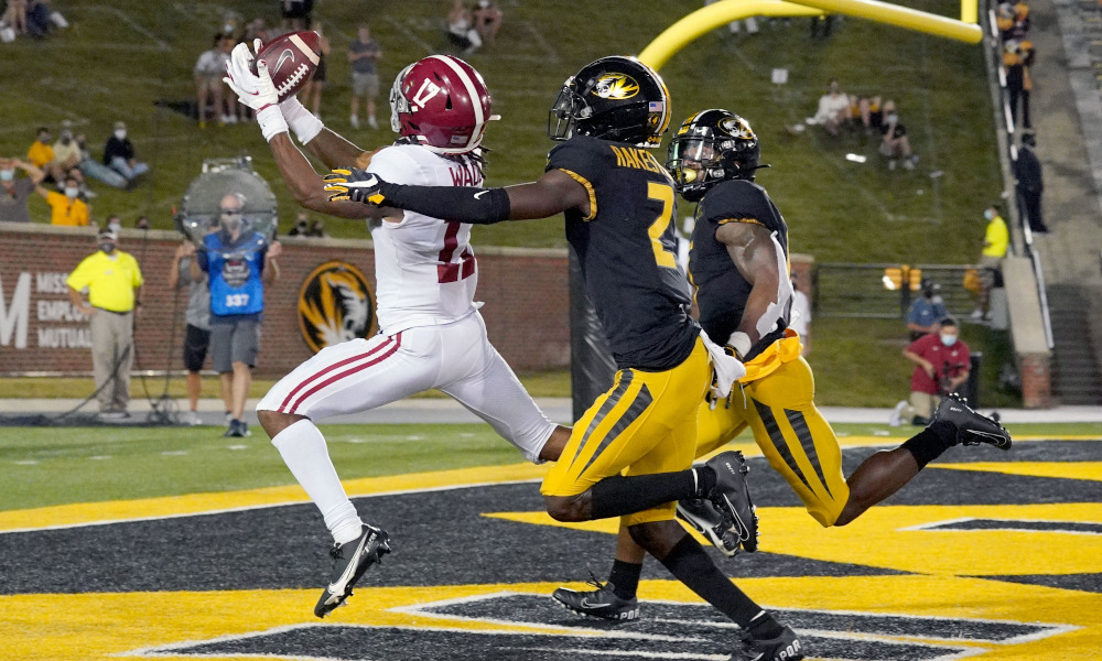 Jaylen Waddle catches a TD pass versus Missouri to open 2020 season for Alabama