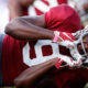 Jordan Battle stretching at Alabama fall practice