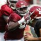 Justin eboigbe chasing the ball carrier in alabama final scrimmage