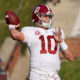 Mac Jones in warmups before game versus Missouri