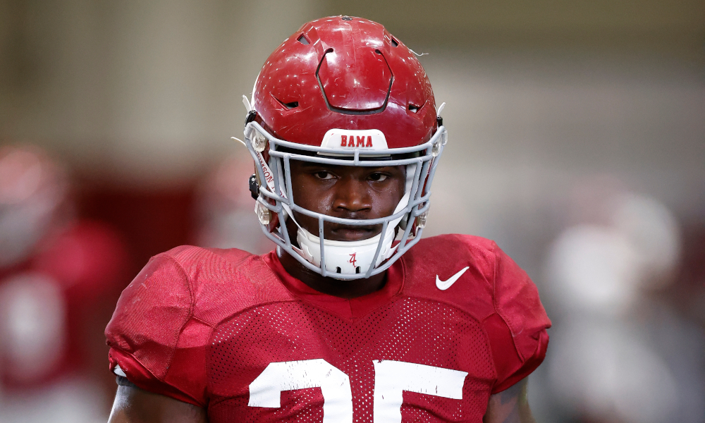 Shane Lee looks at camera during Alabama fall practice