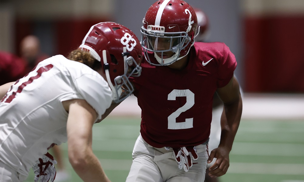 Pat Surtain In Coverage during Alabama Wednesday Practice