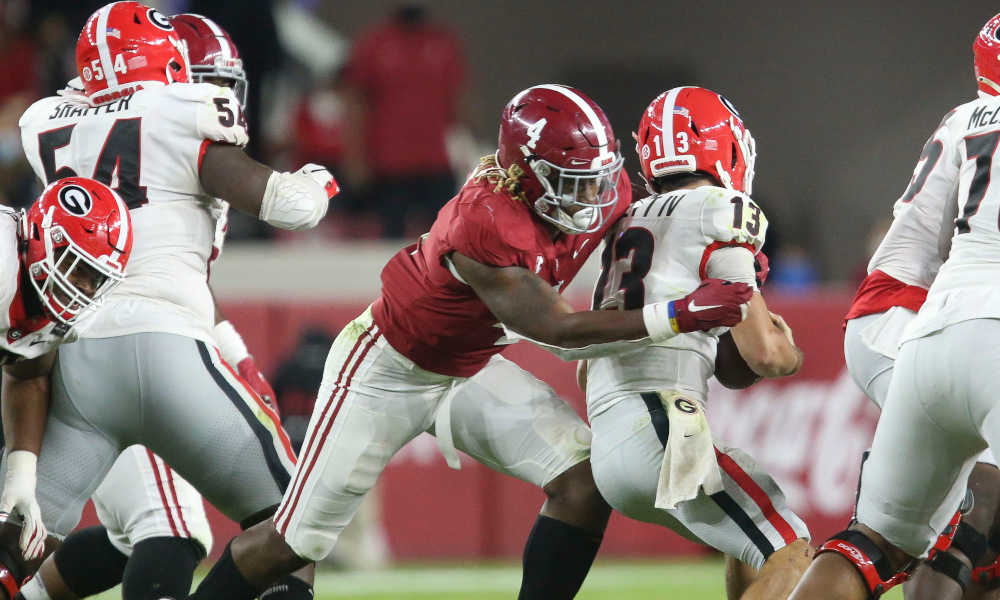 Christopher Allen tackles Stetson Bennett of Georgia