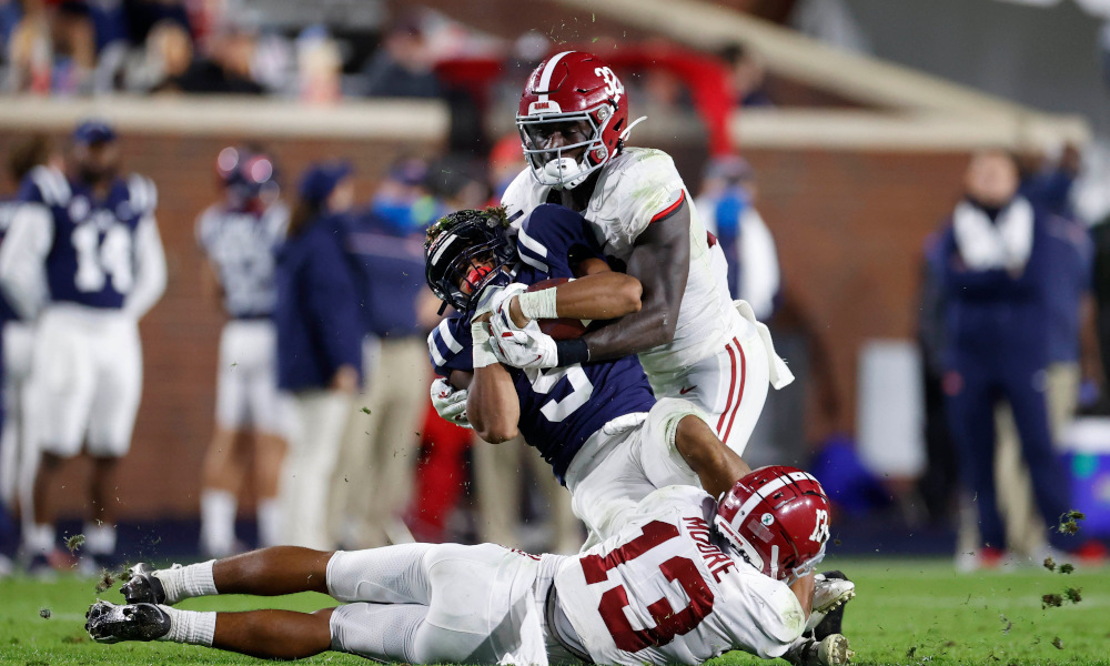Dylan Moses and Malachi Moore tackle Ole Miss RB, Jerrion Ealy