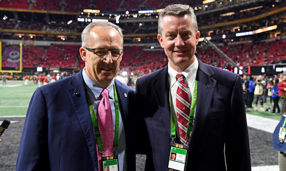 Alabama AD Greg Byrne with SEC Commissioner Greg Sankey before 2018 CFP title game