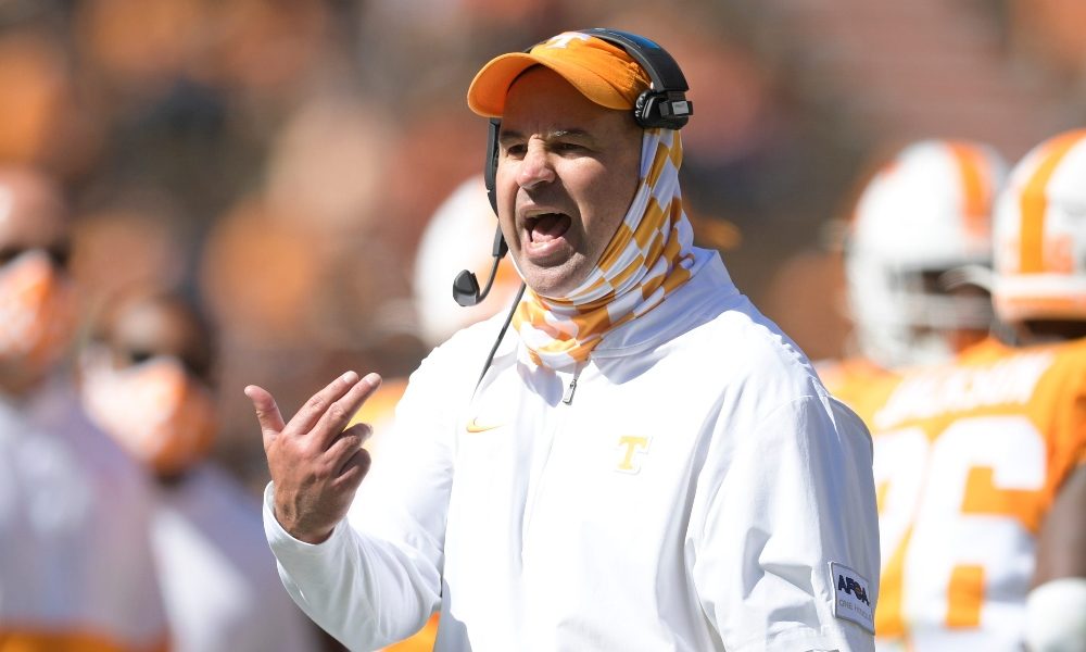 Jeremy Pruitt yells from the sidelines