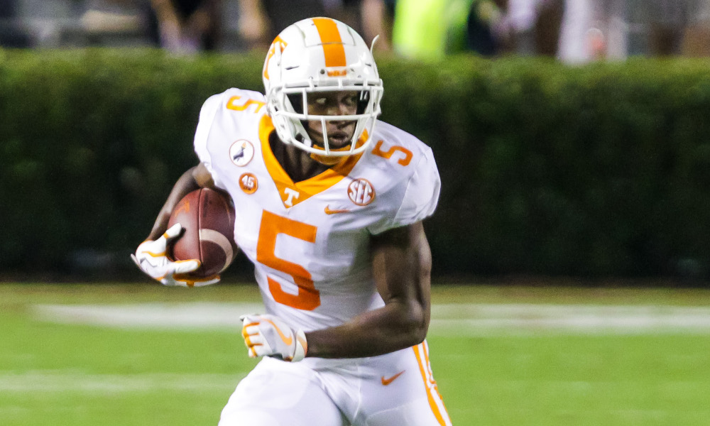 Josh Palmer runs with the ball for Tennessee versus S. Carolina