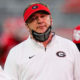 Kirby Smart looks on the sideline before Georgia-Auburn game