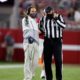 Nick Saban talks to the official